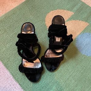 velvet Jimmy Choo lace up heeled sandals